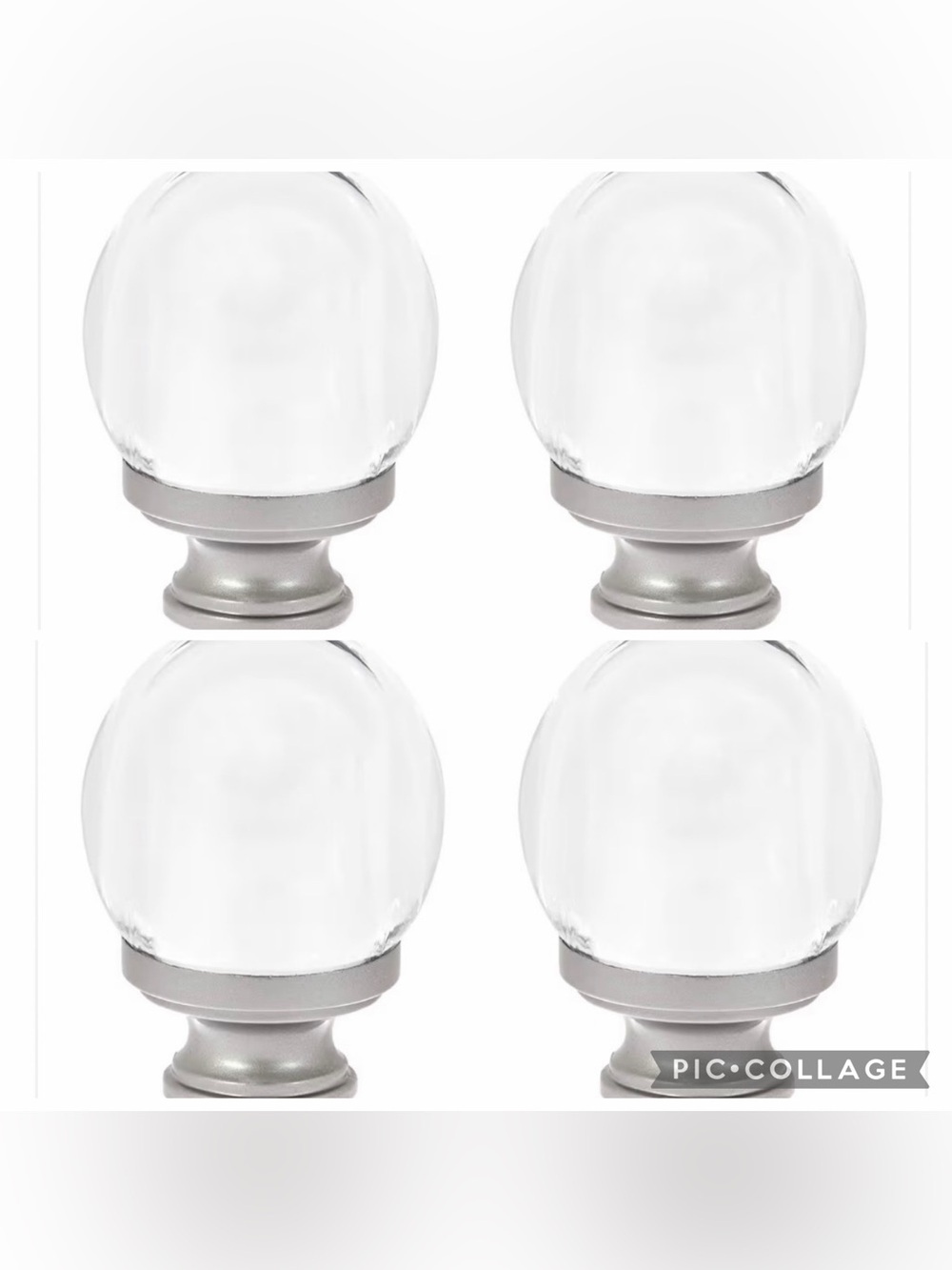 Set of 4 acrylic clear ball finials for curtain rods Amazon basics nickle glass